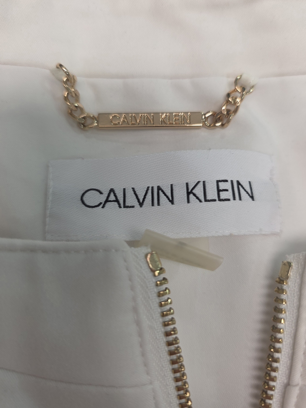 Calvin Klein Cream Zip-Front Blazer Jacket - Picture 4 of 8